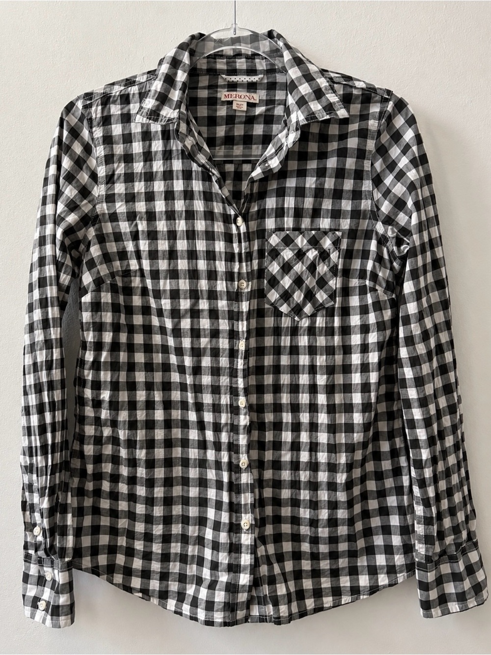 Merona Black & White Gingham Button-Front Shirt